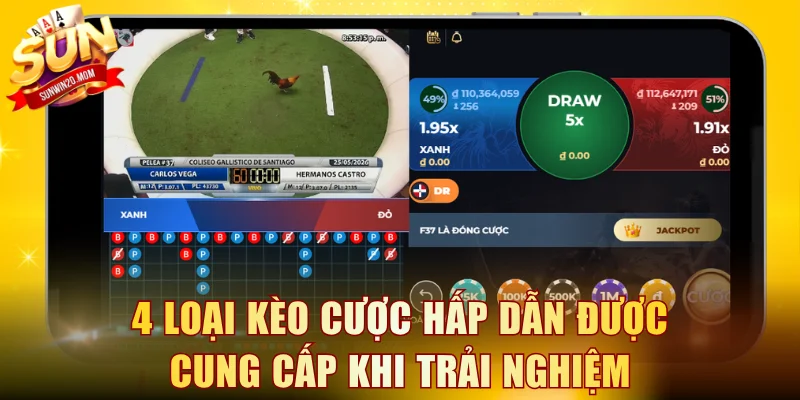 4 loại kèo cược hấp dẫn được cung cấp khi trải nghiệm