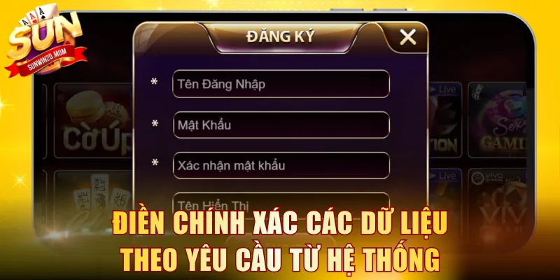 Điền chính xác các dữ liệu theo yêu cầu từ hệ thống