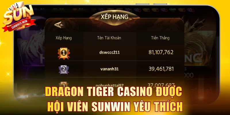 Dragon tiger casino được hội viên SUNWIN yêu thích