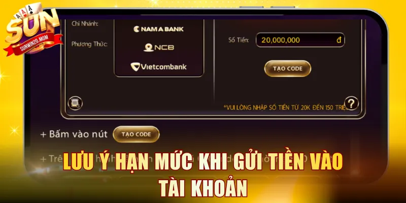 Lưu ý hạn mức khi gửi tiền vào tài khoản