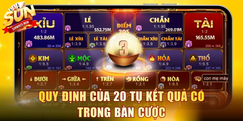 Quy định của 20 tụ kết quả có trong bàn cược